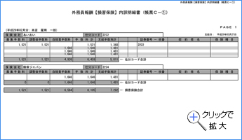 外務員報酬内訳明細書PDF出力の例